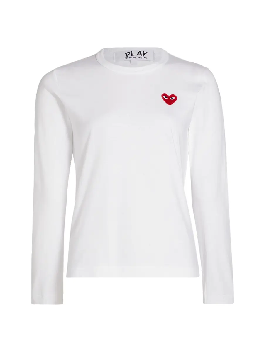 Comme des Garçons PLAY Women's Heart Cotton Logo Long-Sleeve T-Shirt - White | Thumbnail 6 Comme des Garçons PLAY Women's Heart Cotton Logo Long-Sleeve T-Shirt - White | Thumbnail 6