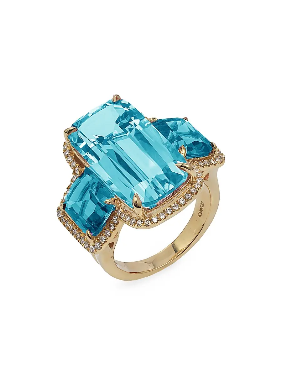 GOSHWARA Women's Gossip 18K Yellow Gold, Blue Topaz & 0.33 TCW Diamonds Ring | Thumbnail 2 GOSHWARA Women's Gossip 18K Yellow Gold, Blue Topaz & 0.33 TCW Diamonds Ring | Thumbnail 2