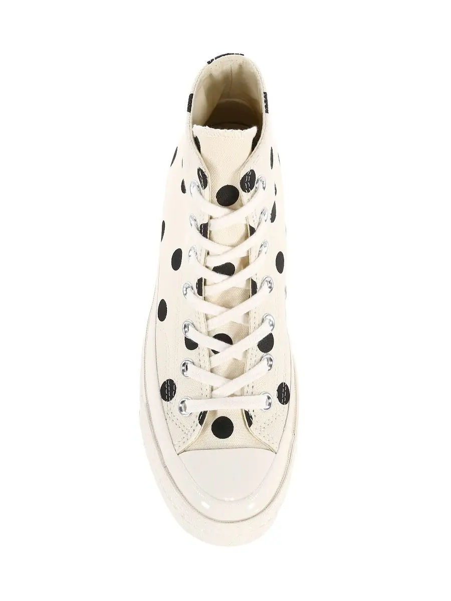 Comme des Garçons PLAY Unisex CdG PLAY x Converse Men's Chuck Taylor All Star Polka Dot High-Top Sneakers - White | Thumbnail 4 Comme des Garçons PLAY Unisex CdG PLAY x Converse Men's Chuck Taylor All Star Polka Dot High-Top Sneakers - White | Thumbnail 4