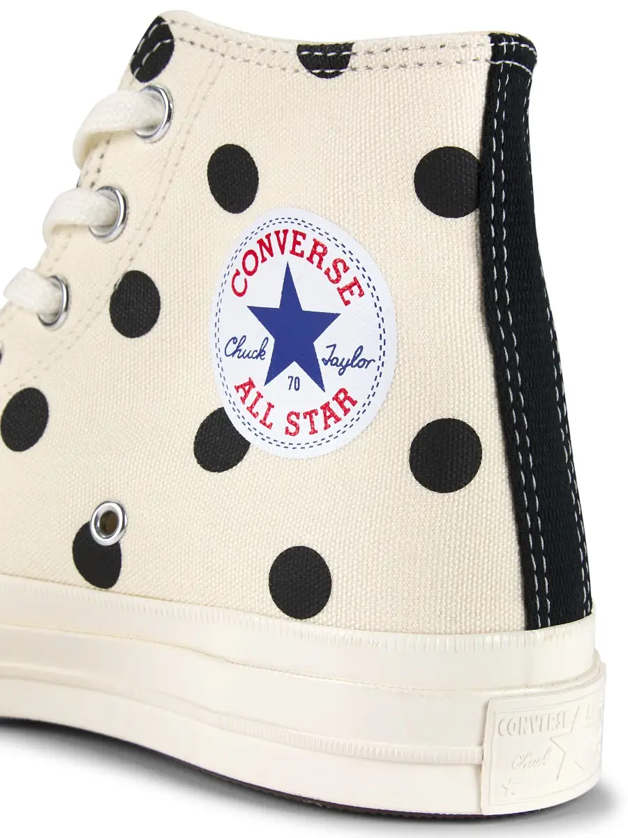 Comme des Garçons PLAY Unisex CdG PLAY x Converse Men's Chuck Taylor All Star Polka Dot High-Top Sneakers - White | Thumbnail 5 Comme des Garçons PLAY Unisex CdG PLAY x Converse Men's Chuck Taylor All Star Polka Dot High-Top Sneakers - White | Thumbnail 5