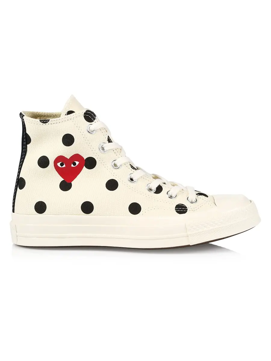 Comme des Garçons PLAY Unisex CdG PLAY x Converse Men's Chuck Taylor All Star Polka Dot High-Top Sneakers - White | Thumbnail 6 Comme des Garçons PLAY Unisex CdG PLAY x Converse Men's Chuck Taylor All Star Polka Dot High-Top Sneakers - White | Thumbnail 6