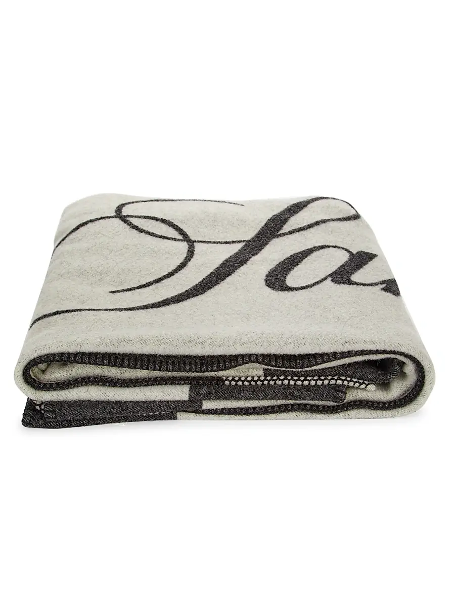 Saks Fifth Avenue COLLECTION Logo Wool Blanket - Lion Combo | Image 1 Saks Fifth Avenue COLLECTION Logo Wool Blanket - Lion Combo | Image 1