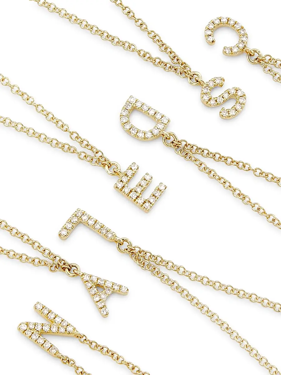 Saks Fifth Avenue Collection Women's 14K Yellow Gold & 0.03 TCW Diamond Initial Pendant Necklace - Initial R | Thumbnail 4
