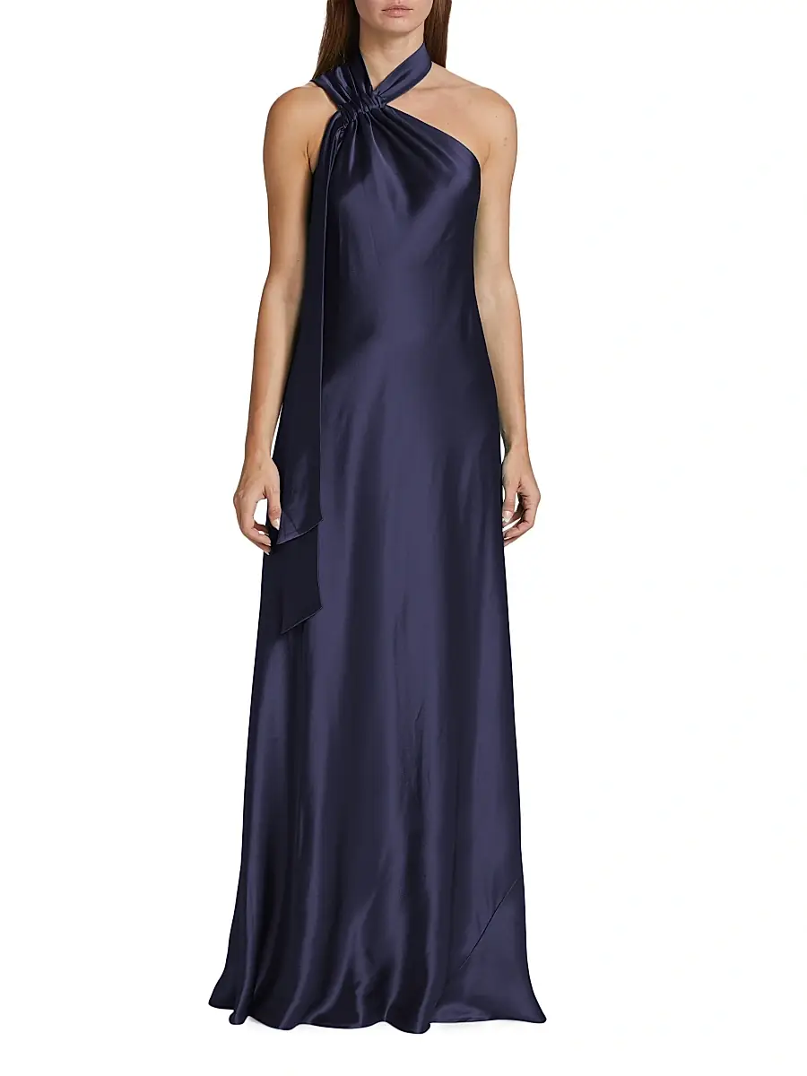 GALVAN LONDON Women's Ushuaia Satin Tieneck Gown | Thumbnail 3 GALVAN LONDON Women's Ushuaia Satin Tieneck Gown | Thumbnail 3