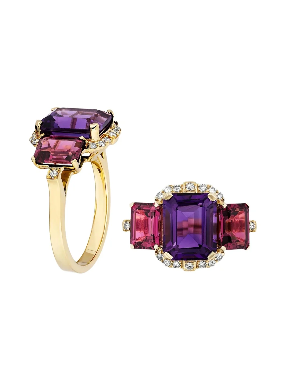 GOSHWARA Women's Gossip 18K Gold, Diamond, Amethyst & Garnet Cocktail Ring