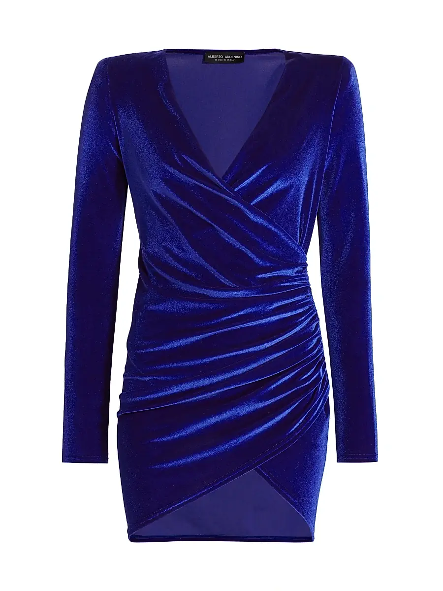 Alberto Audenino Women's Fance Velvet Ruched Minidress - Blue | Image 1 Alberto Audenino Women's Fance Velvet Ruched Minidress - Blue | Image 1