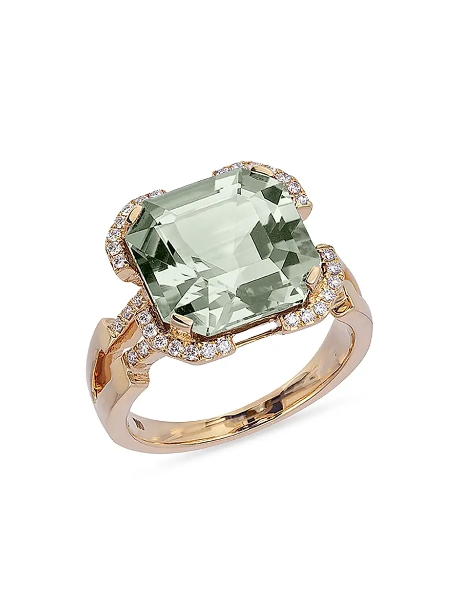 GOSHWARA Women's Gossip 18K Gold, Diamond & Prasiolite Cocktail Ring