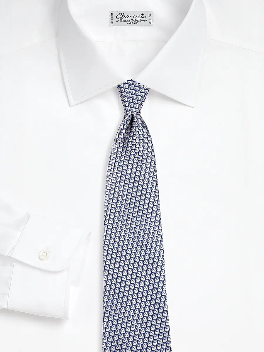 Charvet Men's Sailboat Silk Jacquard Tie - Blue Silver | Thumbnail 2 Charvet Men's Sailboat Silk Jacquard Tie - Blue Silver | Thumbnail 2