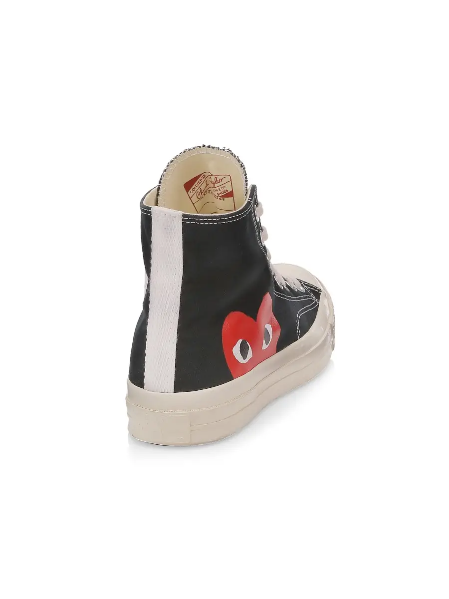 Comme des Garçons PLAY Unisex CdG PLAY x Converse Men's Chuck Taylor All Star High-Top Sneakers - Beige | Thumbnail 2 Comme des Garçons PLAY Unisex CdG PLAY x Converse Men's Chuck Taylor All Star High-Top Sneakers - Beige | Thumbnail 2