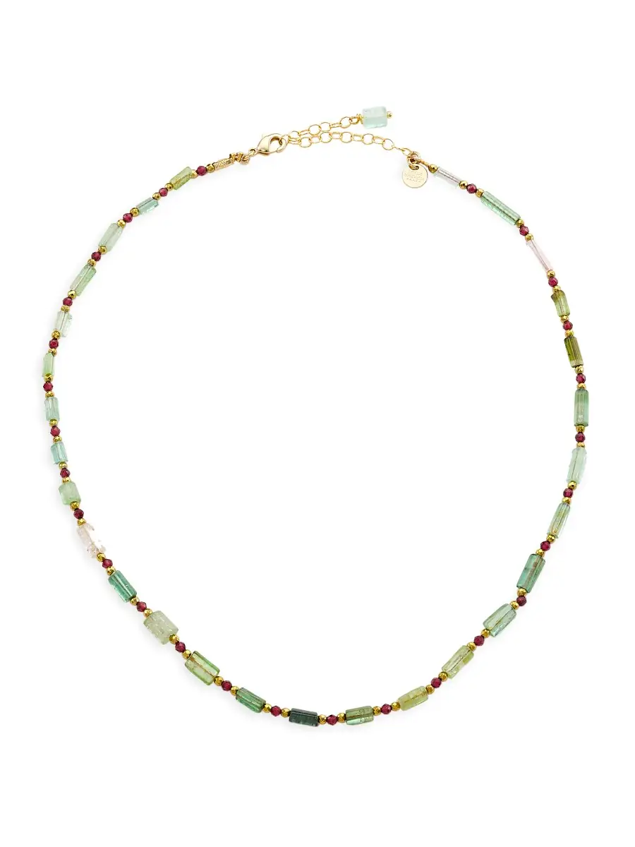 Room Service Women's Precious Romulus, Tourmaline & Garnet 24K Gold-Plated Necklace | Thumbnail 4
