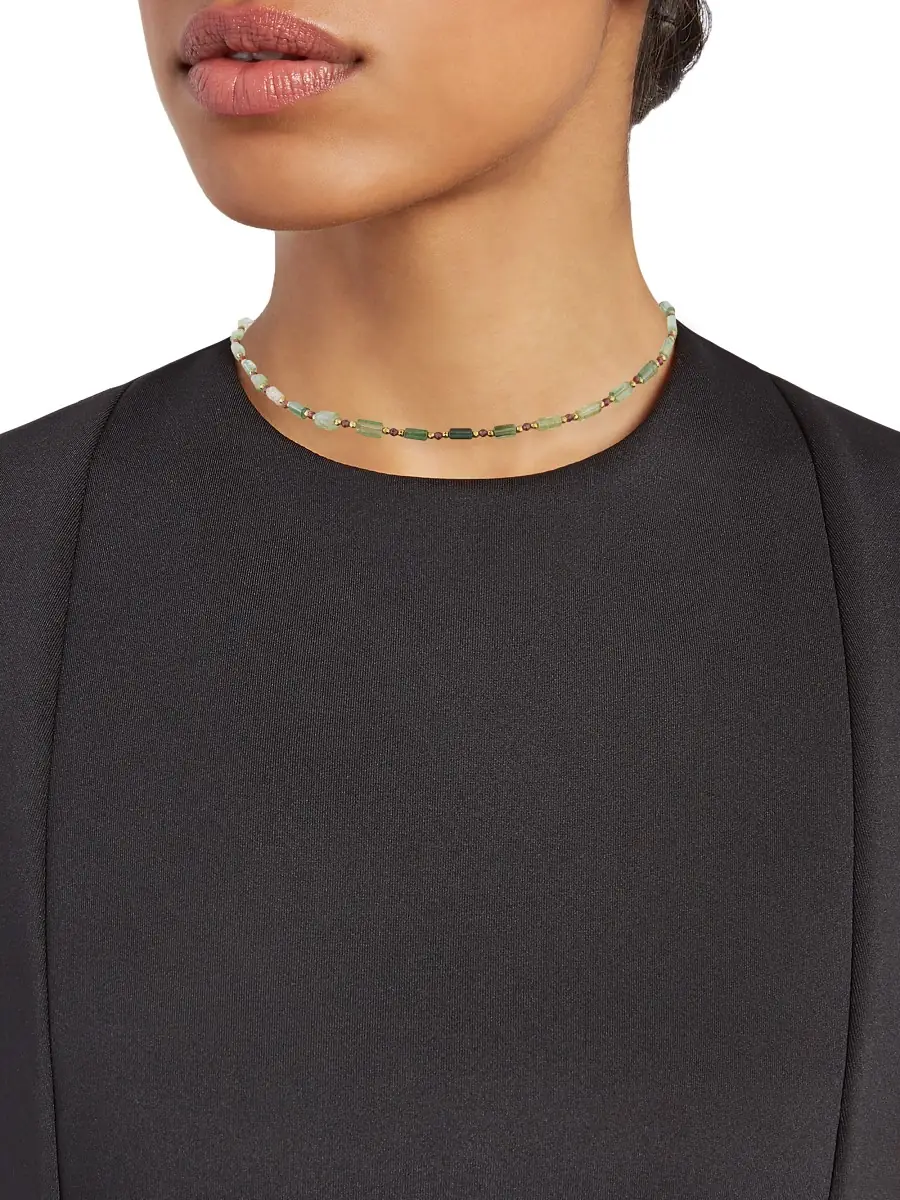 Room Service Women's Precious Romulus, Tourmaline & Garnet 24K Gold-Plated Necklace | Image 1 Room Service Women's Precious Romulus, Tourmaline & Garnet 24K Gold-Plated Necklace | Image 1