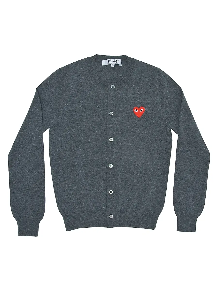 Women's Heart Wool Cardigan - Grey