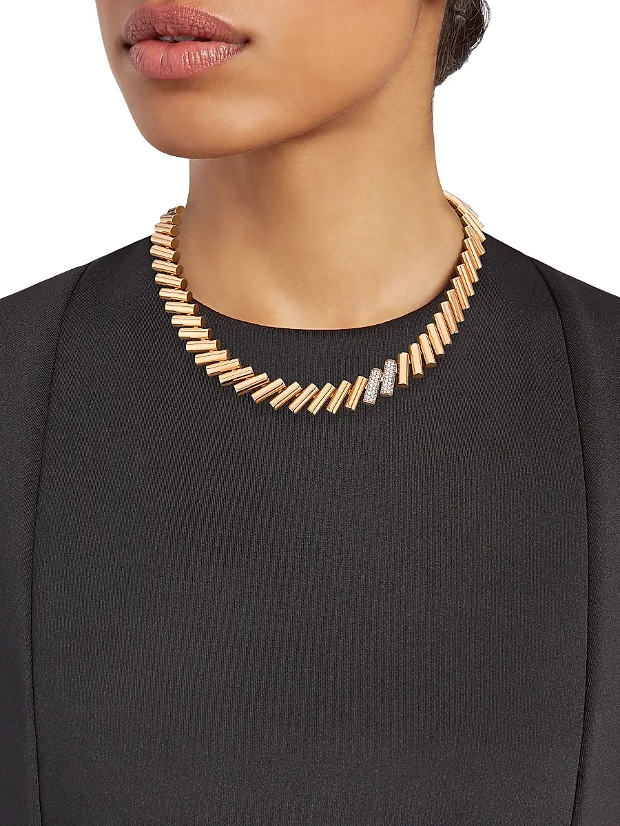 Roberto Coin Women's Domino 18K Rose Gold & 0.85 TCW Diamonds Necklace | Thumbnail 2 Roberto Coin Women's Domino 18K Rose Gold & 0.85 TCW Diamonds Necklace | Thumbnail 2