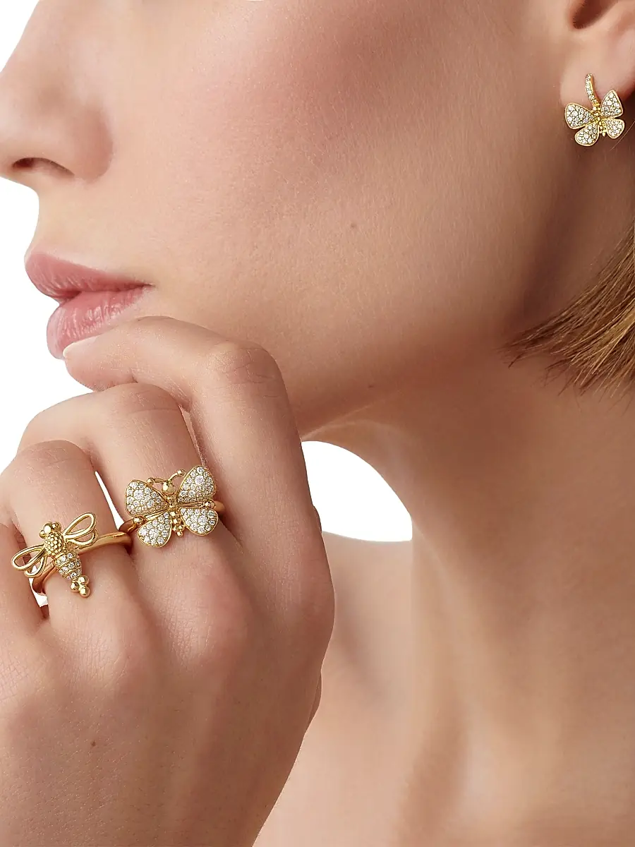 Temple St. Clair Women's Florence86 18K Yellow Gold Snow Butterfly Earrings | Thumbnail 2 Temple St. Clair Women's Florence86 18K Yellow Gold Snow Butterfly Earrings | Thumbnail 2