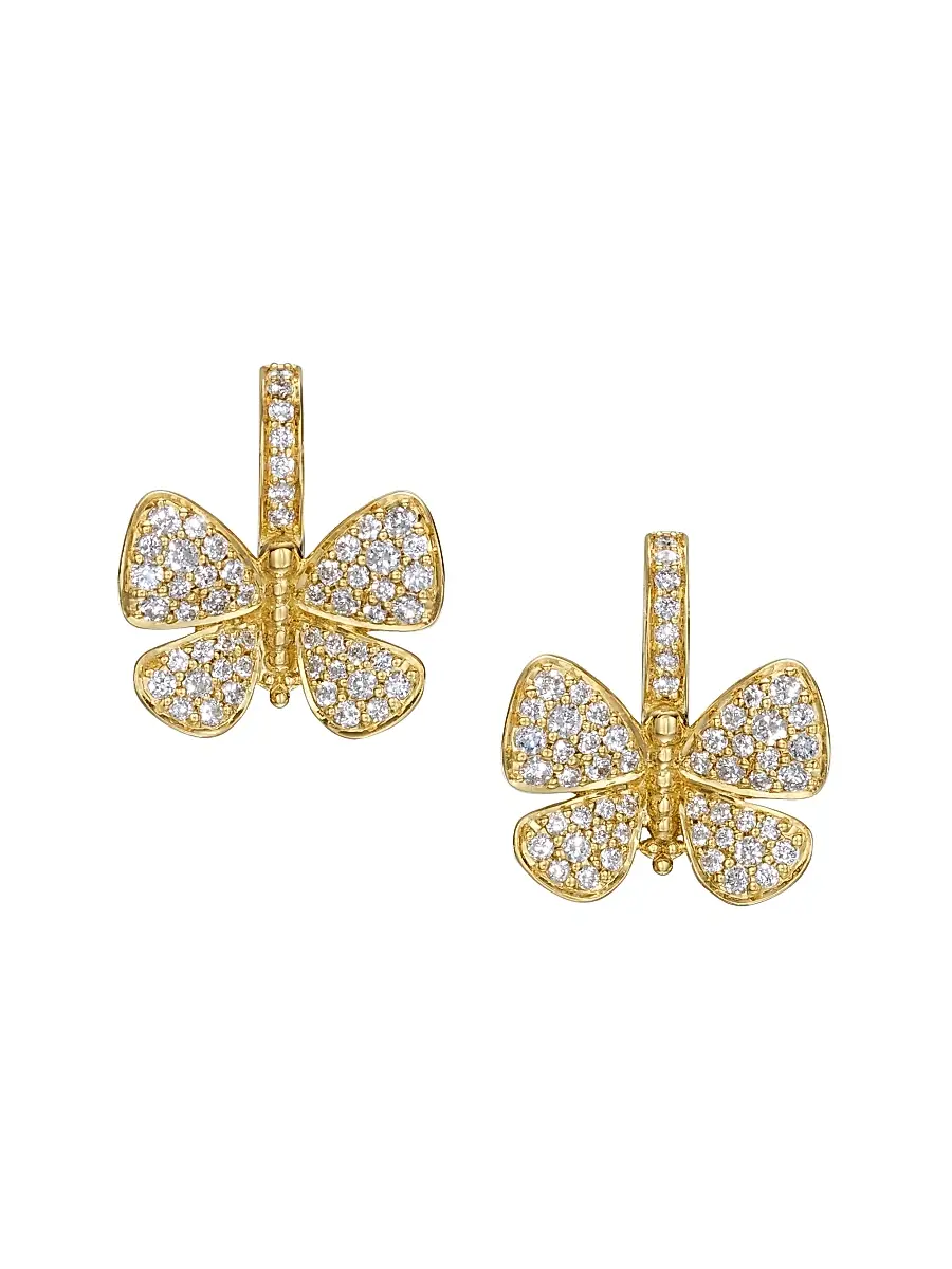 Temple St. Clair Women's Florence86 18K Yellow Gold Snow Butterfly Earrings
