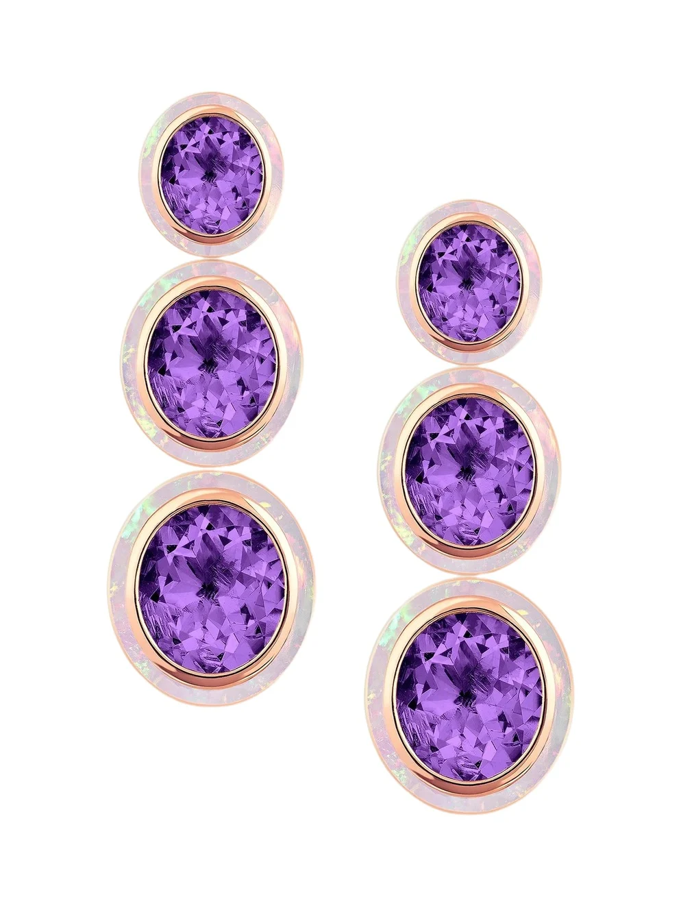 GOSHWARA Women's Mélange 18K Rose Gold, Amethyst & Pink Opal Triple Drop Earrings