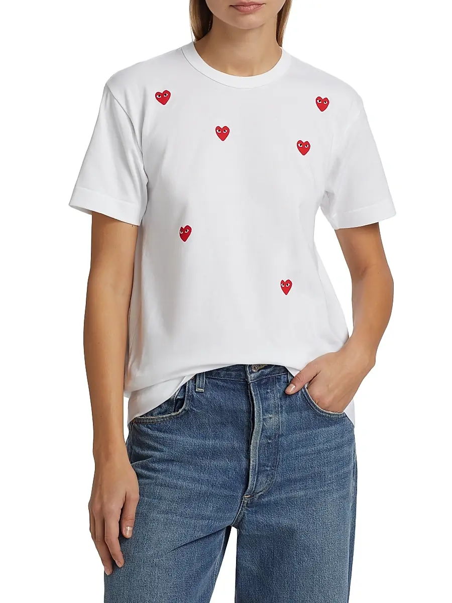 Comme des Garçons PLAY Women's Many Hearts Cotton T-Shirt - White | Thumbnail 3 Comme des Garçons PLAY Women's Many Hearts Cotton T-Shirt - White | Thumbnail 3