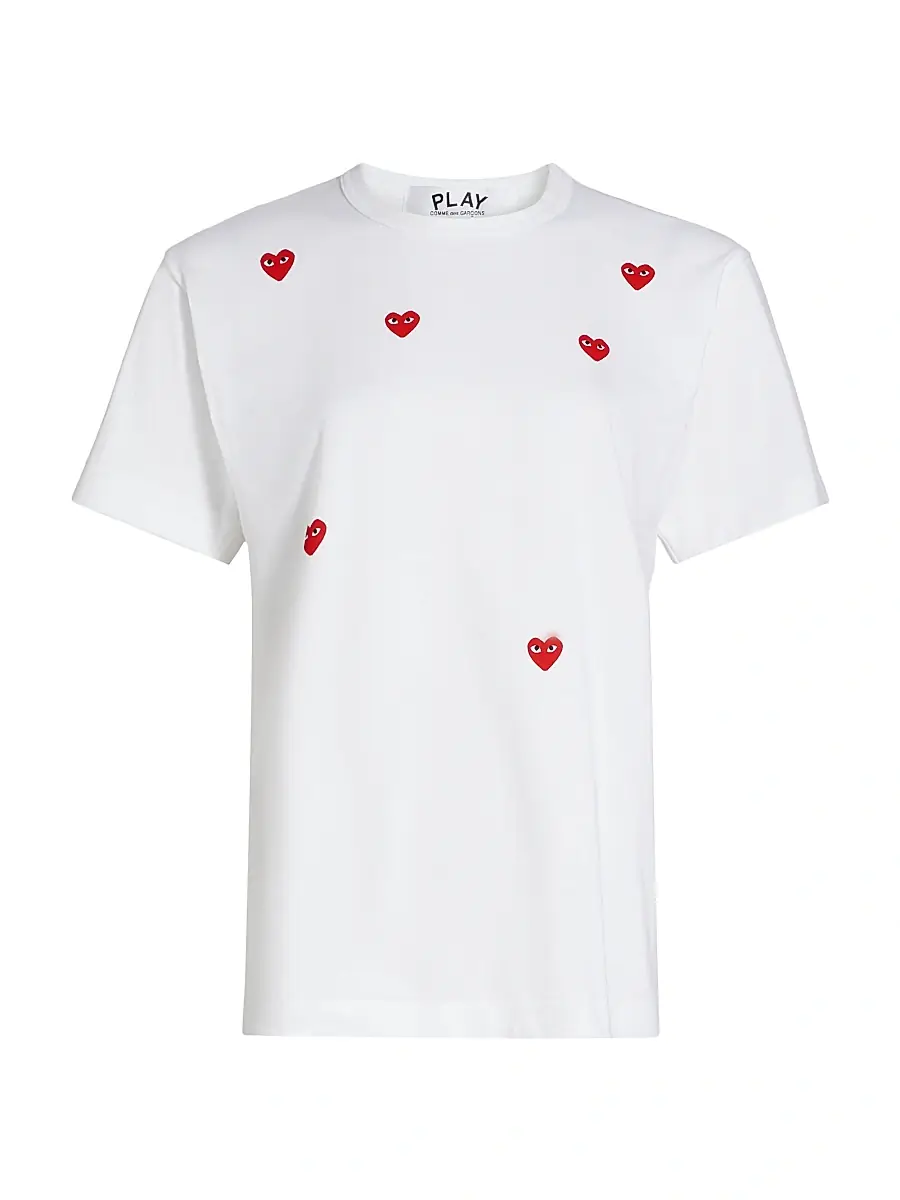 Comme des Garçons PLAY Women's Many Hearts Cotton T-Shirt - White | Image 1 Comme des Garçons PLAY Women's Many Hearts Cotton T-Shirt - White | Image 1