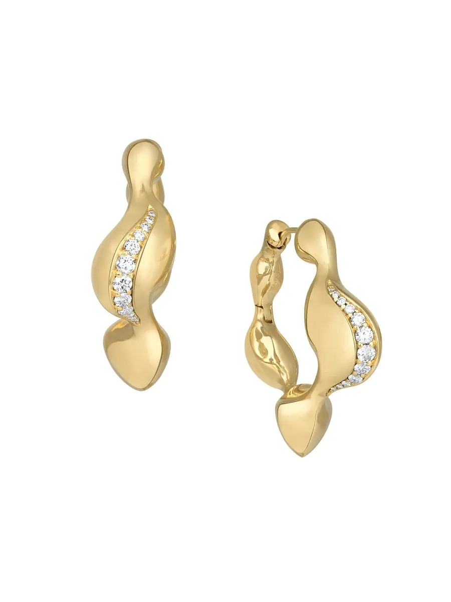 Vram Women's Continuum Moment IV Cayrn 18K Yellow Gold & 0.62 TCW Natural Diamond Hoop Earrings - Gold | Thumbnail 3