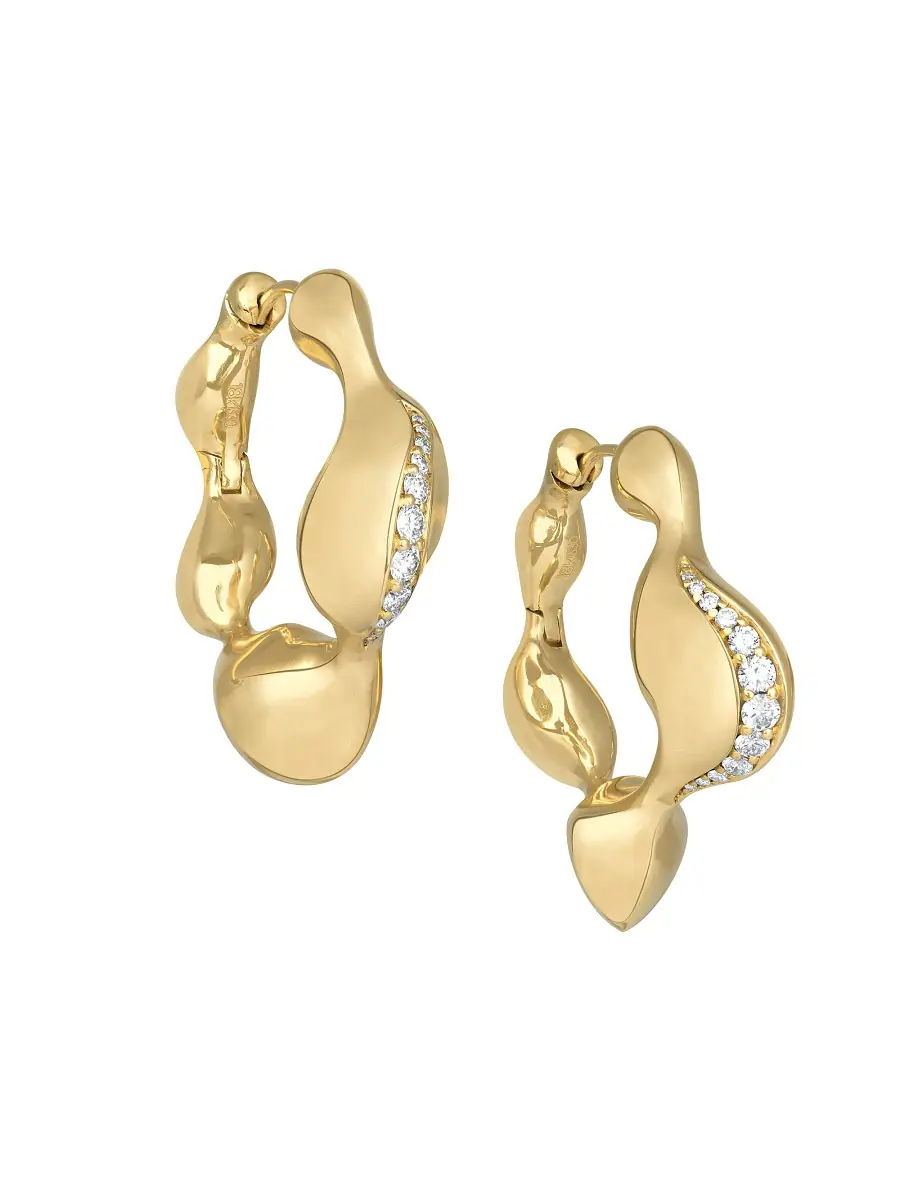 Vram Women's Continuum Moment IV Cayrn 18K Yellow Gold & 0.62 TCW Natural Diamond Hoop Earrings - Gold | Thumbnail 6