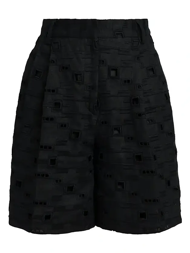 Women's Wide-Leg Linen Eyelet Shorts