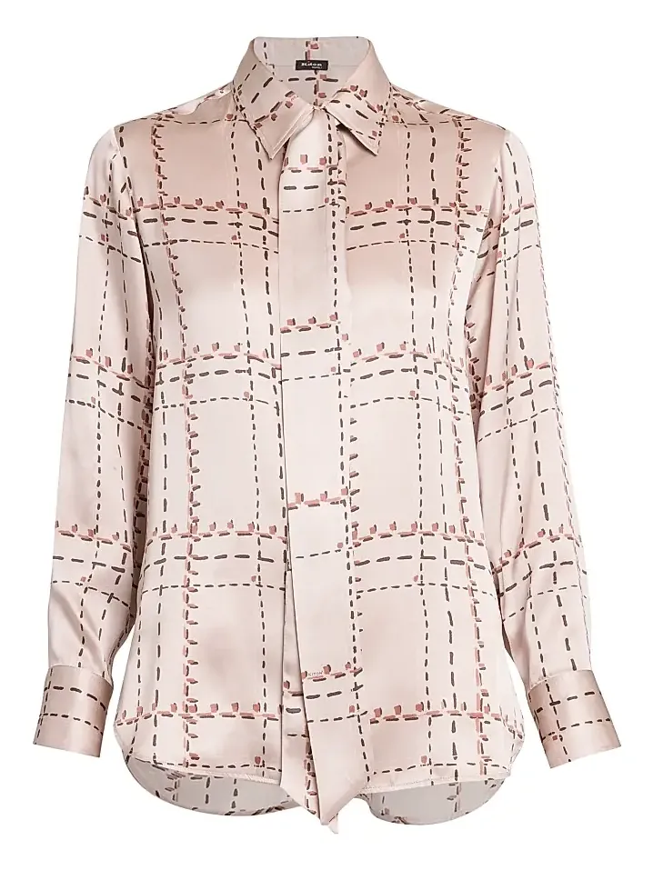 Women's Geometric Silk Tie Shirt Women's Geometric Silk Tie Shirt