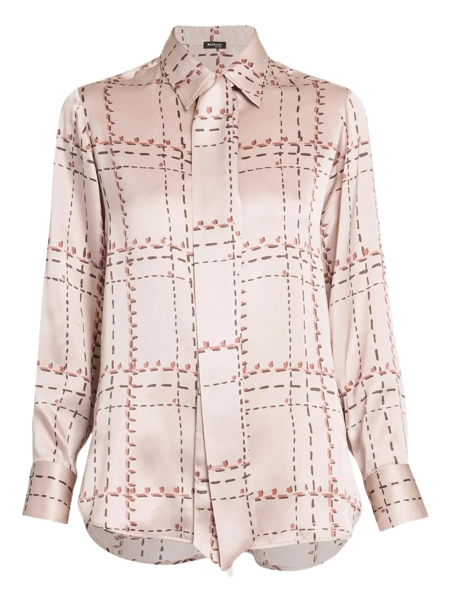 Women's Geometric Silk Tie Shirt Women's Geometric Silk Tie Shirt