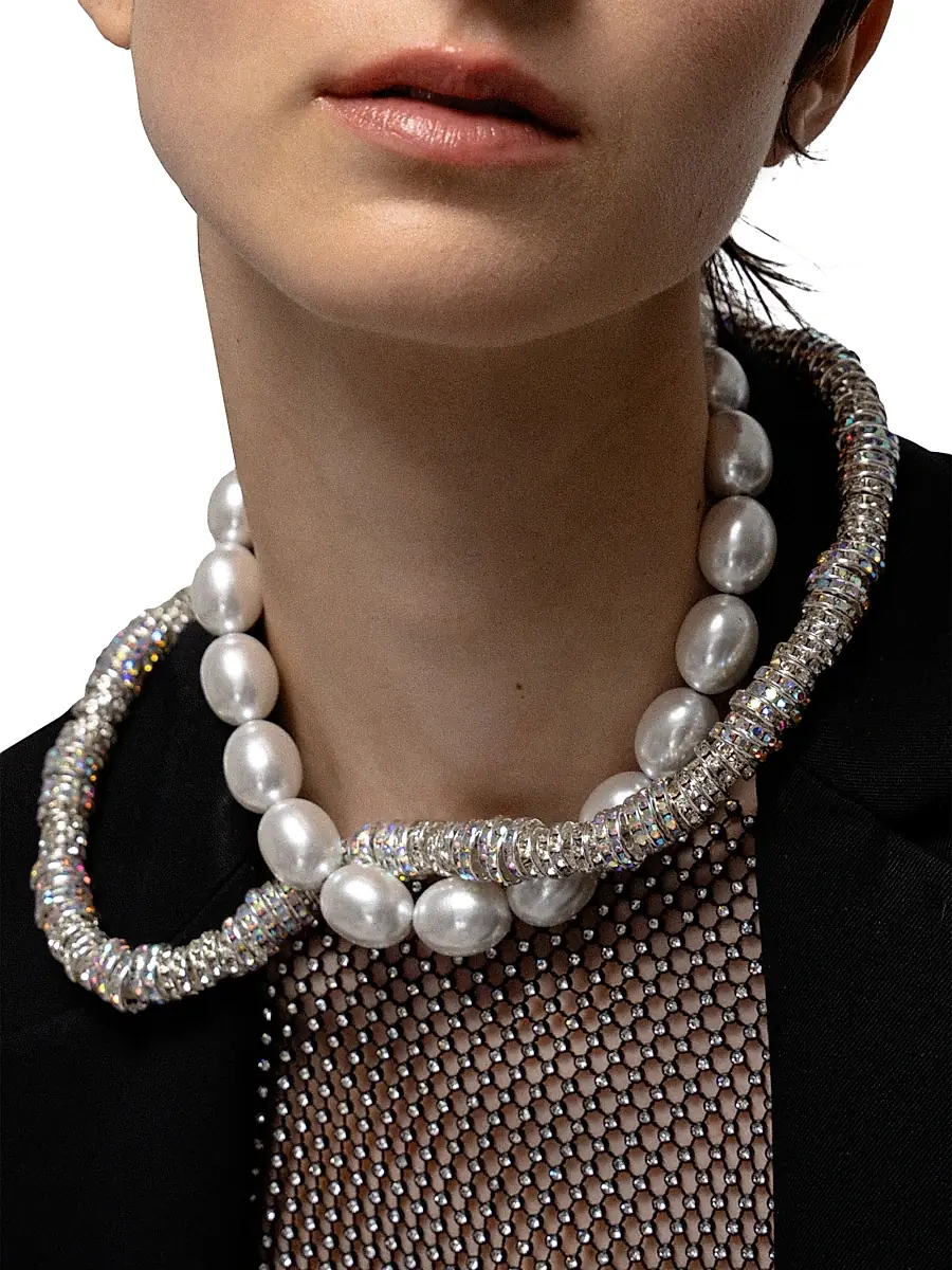 Julietta Women's Eva Silvertone, Crystal & Faux Pearl Necklace - White Gold | Thumbnail 2 Julietta Women's Eva Silvertone, Crystal & Faux Pearl Necklace - White Gold | Thumbnail 2