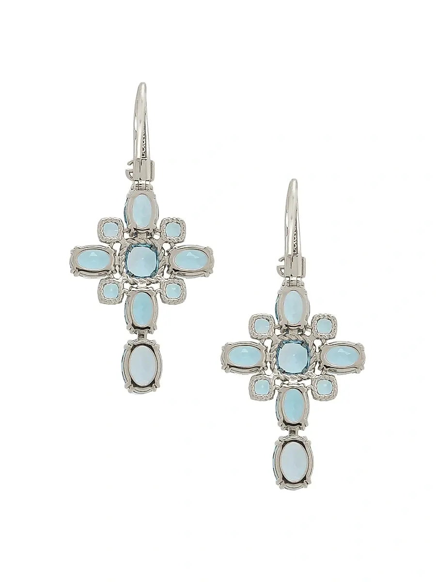 Dolce & Gabbana Women's Cross 18K White Gold & Swiss Blue Topaz Cross Drop Earrings - White Gold | Thumbnail 4 Dolce & Gabbana Women's Cross 18K White Gold & Swiss Blue Topaz Cross Drop Earrings - White Gold | Thumbnail 4