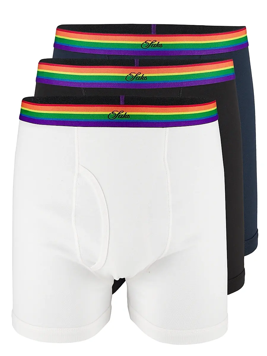Saks Fifth Avenue Men's COLLECTION Pride Stretch-Cotton Boxer Briefs - Moonless - Size XS | Image 1 Saks Fifth Avenue Men's COLLECTION Pride Stretch-Cotton Boxer Briefs - Moonless - Size XS | Image 1