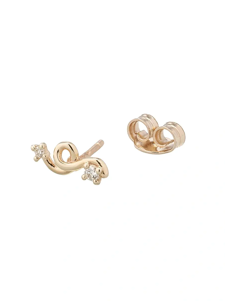 Bea Bongiasca Women's Loop Goldtone & 0.05 TCW Diamond Single Mini Stud Earring - Yellow Gold | Thumbnail 2 Bea Bongiasca Women's Loop Goldtone & 0.05 TCW Diamond Single Mini Stud Earring - Yellow Gold | Thumbnail 2