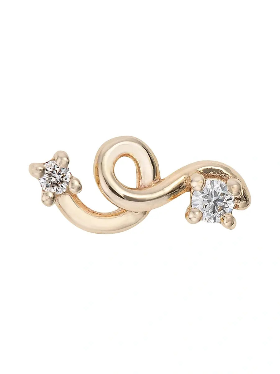 Women's Loop Goldtone & 0.05 TCW Diamond Single Mini Stud Earring - Yellow Gold Women's Loop Goldtone & 0.05 TCW Diamond Single Mini Stud Earring - Yellow Gold