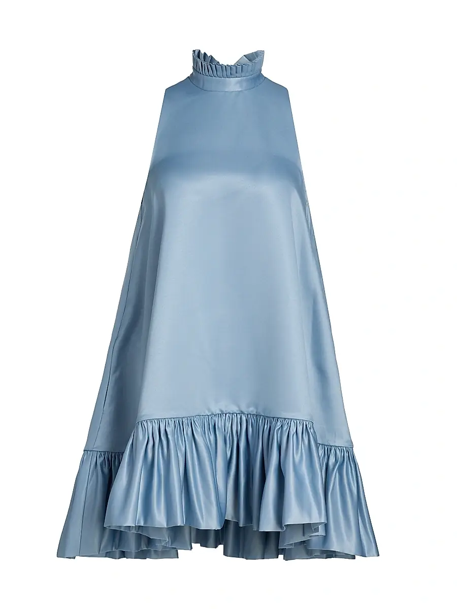 AZEEZA Women's Alcott Silk Trapeze Minidress - Hazy Blue - Size Medium | Image 1 AZEEZA Women's Alcott Silk Trapeze Minidress - Hazy Blue - Size Medium | Image 1