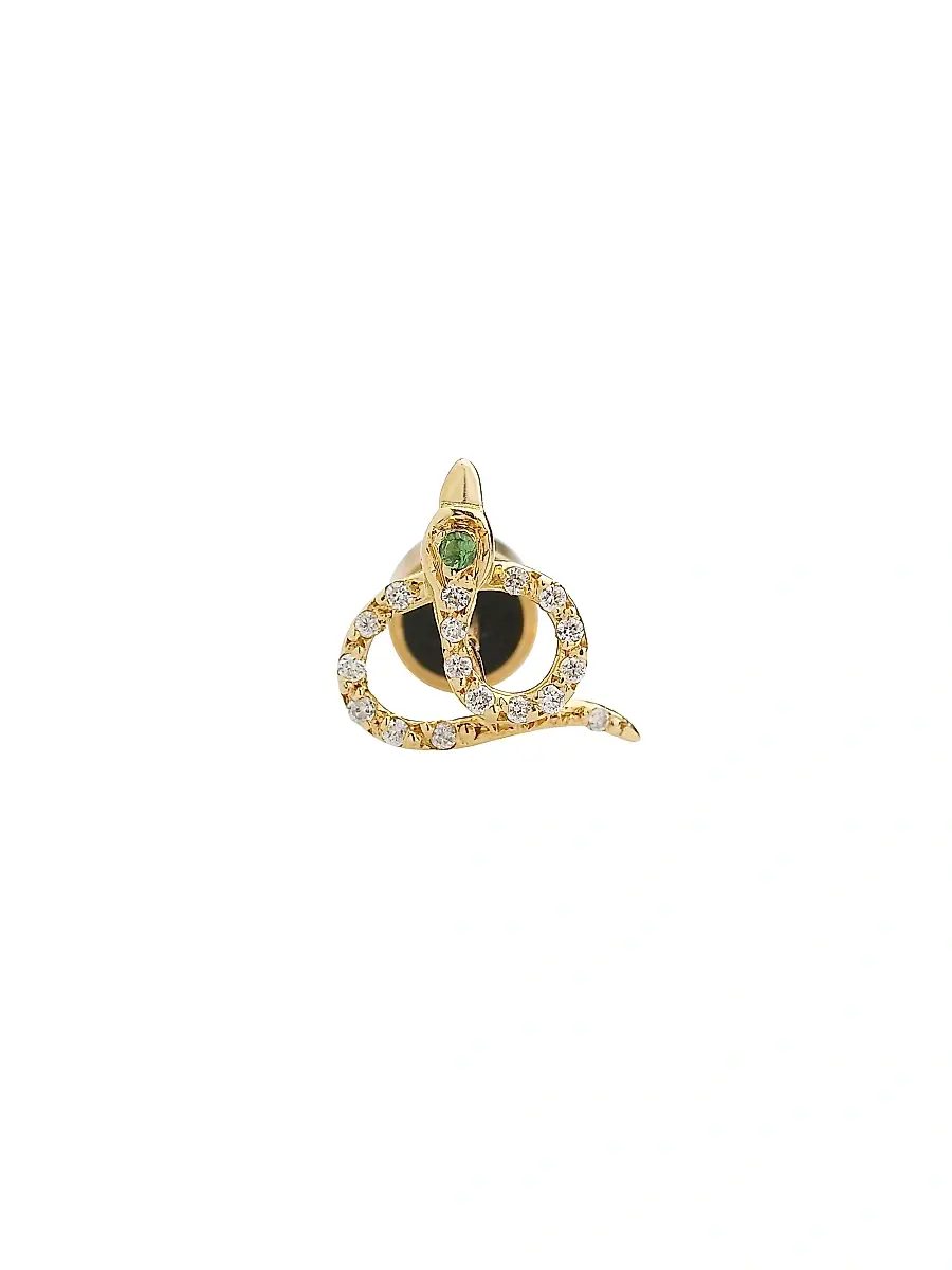Ileana Makri Women's Snake 18K Yellow Gold, White Diamond & Tsavorite Stud Earrings - Yellow Gold | Thumbnail 2 Ileana Makri Women's Snake 18K Yellow Gold, White Diamond & Tsavorite Stud Earrings - Yellow Gold | Thumbnail 2