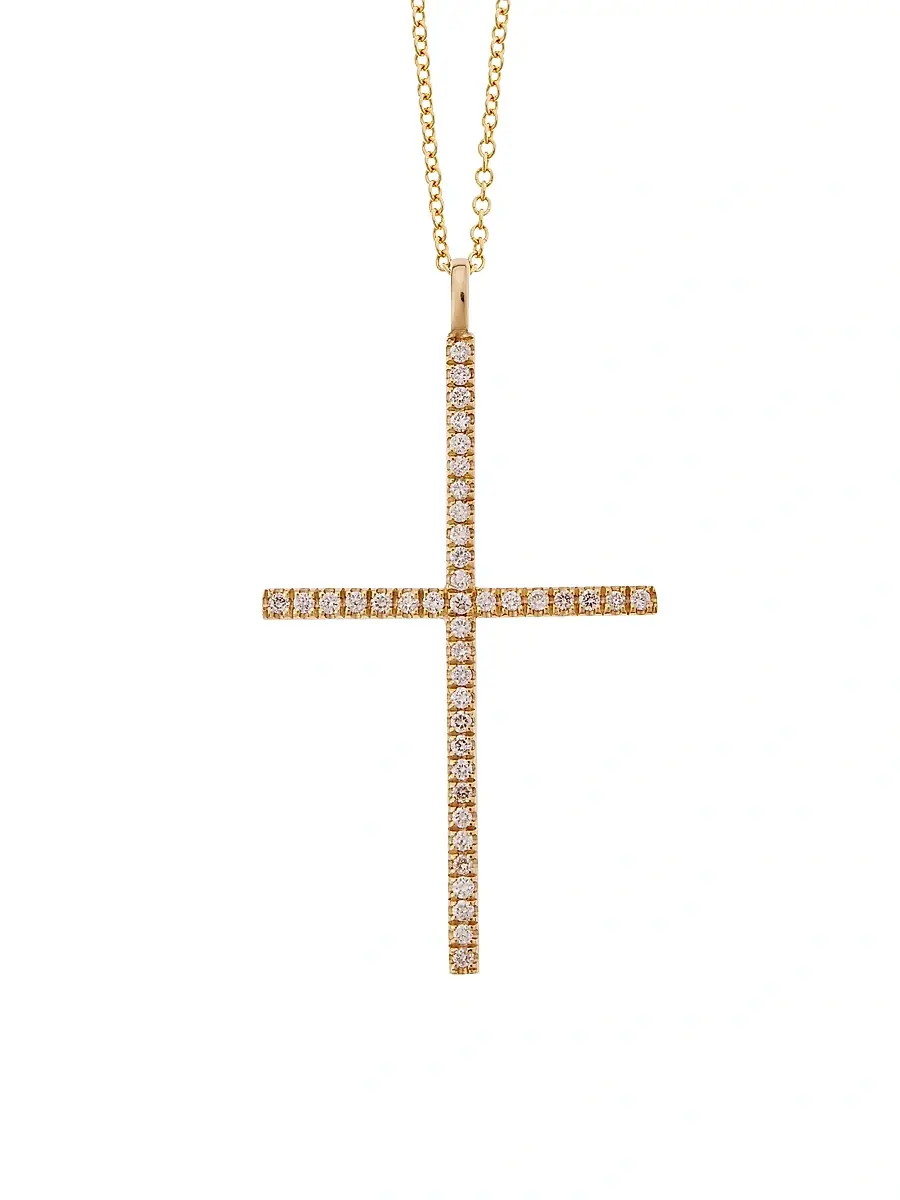 Ileana Makri Women's Classic 18K Yellow Gold & Diamond Cross Pendant Necklace - Yellow Gold | Image 1 Ileana Makri Women's Classic 18K Yellow Gold & Diamond Cross Pendant Necklace - Yellow Gold | Image 1