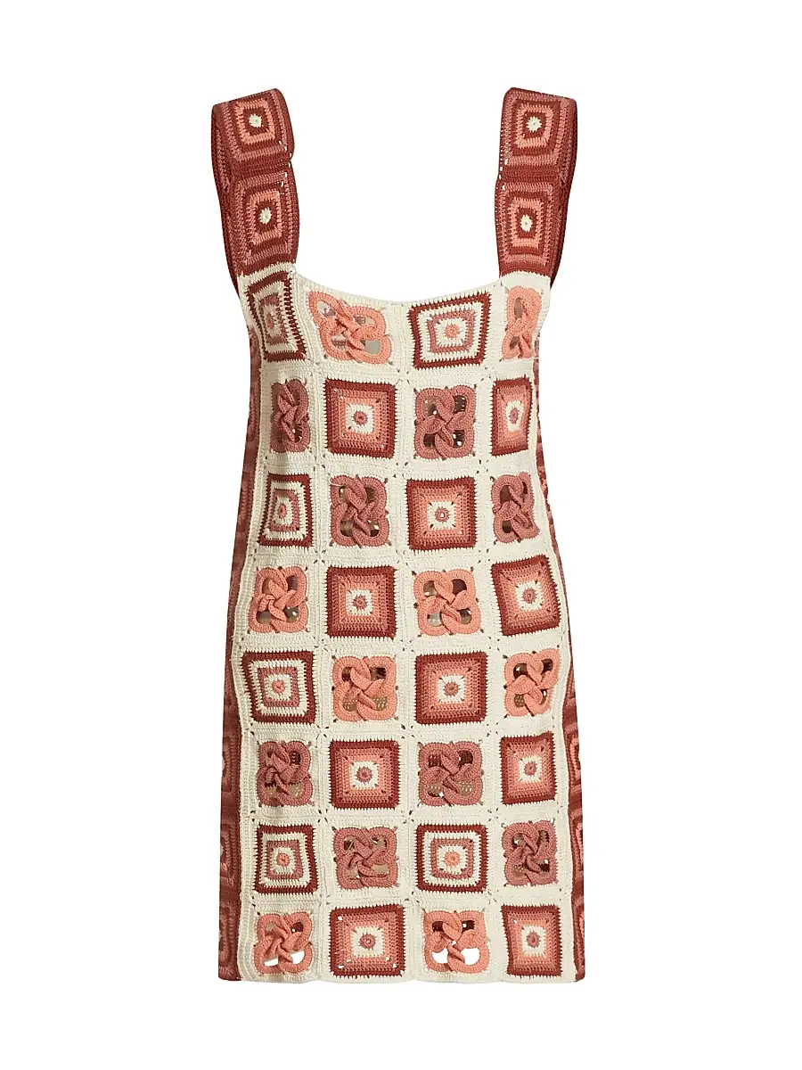 ESCVDO Women's Camino Santeria Crochet Minidress - Brown | Image 1 ESCVDO Women's Camino Santeria Crochet Minidress - Brown | Image 1