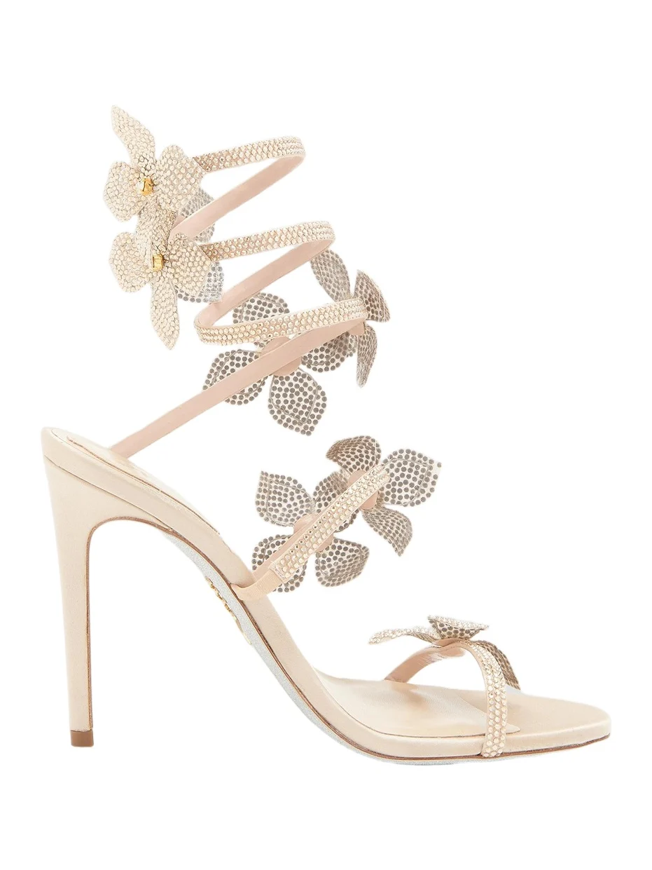 Women's 100MM Satin Floral High-Heel Sandals Women's 100MM Satin Floral High-Heel Sandals