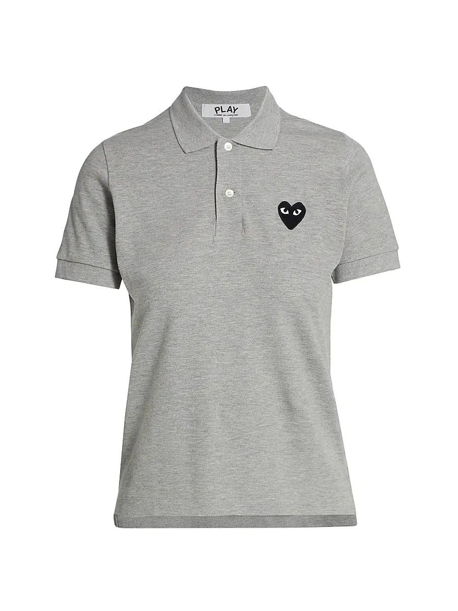 Comme des Garçons PLAY Women's Embroidered Heart Polo - Grey | Image 1 Comme des Garçons PLAY Women's Embroidered Heart Polo - Grey | Image 1