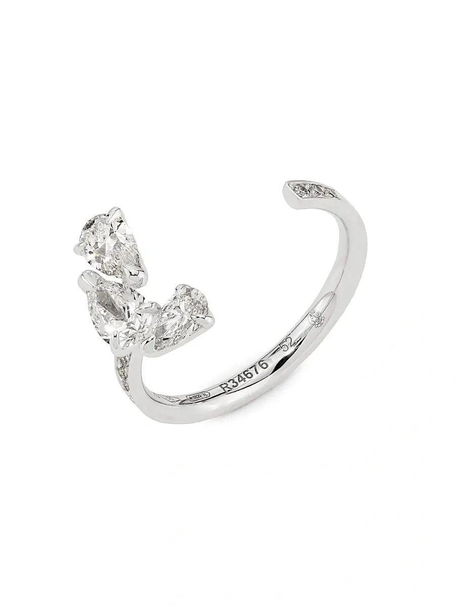 Women's Serti Sur Vide 18K White Gold & 0.82 TCW Diamond Cuff Ring - White Gold