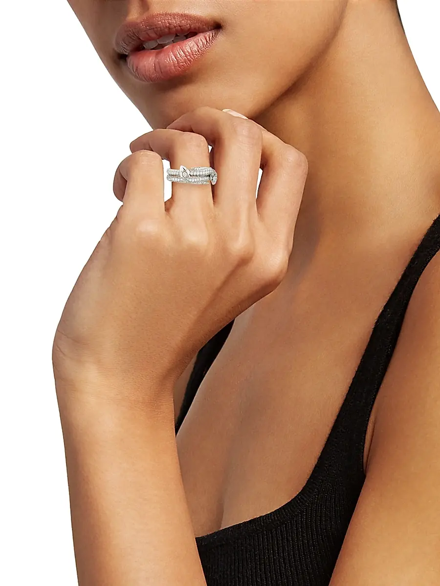 Foundrae Women's Wholeness Snake 18K White Gold & 1.17 TCW Diamond Pavé Bookend Band | Thumbnail 2 Foundrae Women's Wholeness Snake 18K White Gold & 1.17 TCW Diamond Pavé Bookend Band | Thumbnail 2