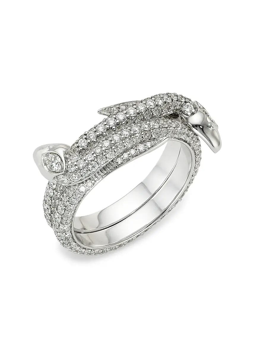 Foundrae Women's Wholeness Snake 18K White Gold & 1.17 TCW Diamond Pavé Bookend Band | Thumbnail 3 Foundrae Women's Wholeness Snake 18K White Gold & 1.17 TCW Diamond Pavé Bookend Band | Thumbnail 3