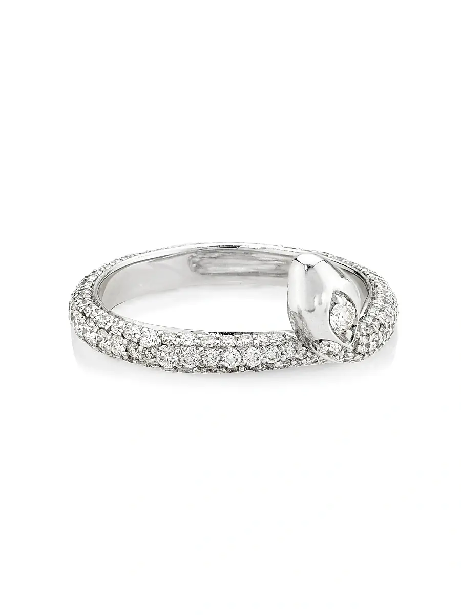 Foundrae Women's Wholeness Snake 18K White Gold & 1.17 TCW Diamond Pavé Bookend Band