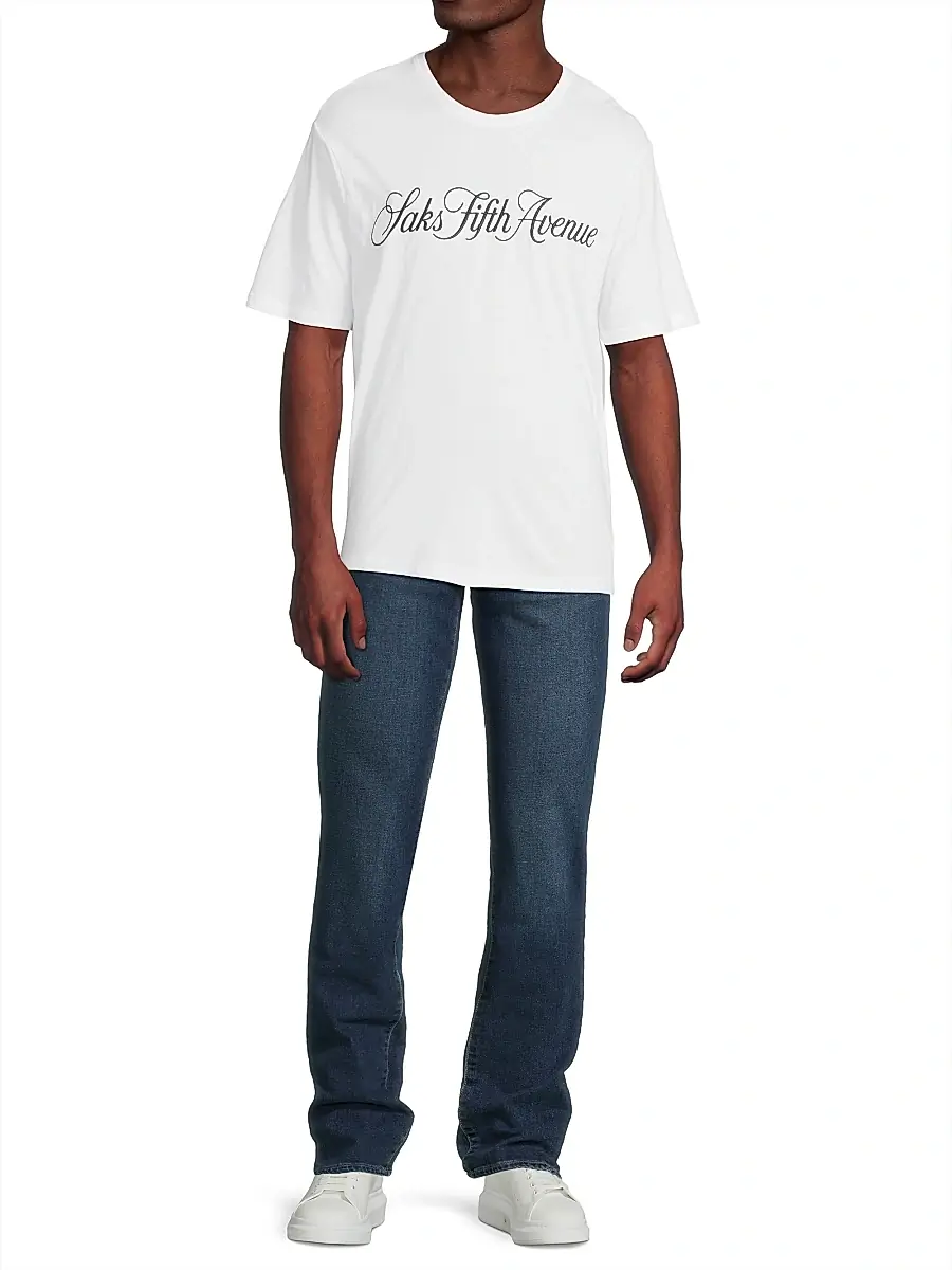 Saks Fifth Avenue Men's COLLECTION Logo-Embroidered Cotton T-Shirt | Thumbnail 2 Saks Fifth Avenue Men's COLLECTION Logo-Embroidered Cotton T-Shirt | Thumbnail 2
