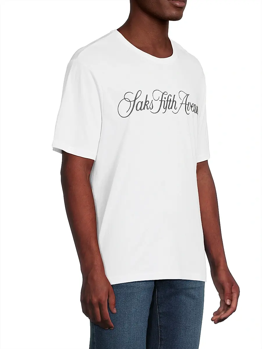 Saks Fifth Avenue Men's COLLECTION Logo-Embroidered Cotton T-Shirt | Thumbnail 4 Saks Fifth Avenue Men's COLLECTION Logo-Embroidered Cotton T-Shirt | Thumbnail 4