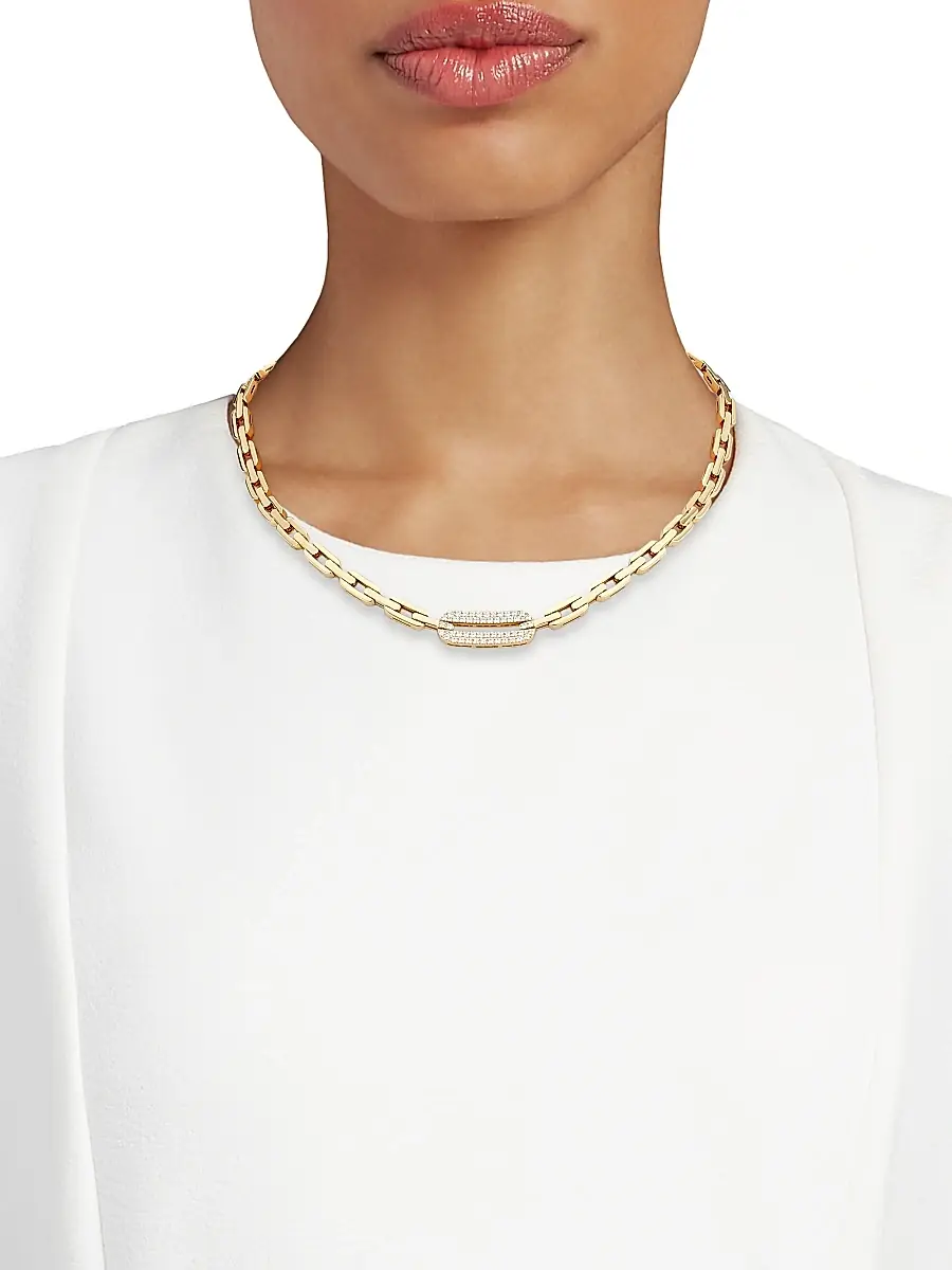 Roberto Coin Women's Navarra 18K Yellow Gold & 0.94 TCW Diamond Chain Necklace | Thumbnail 2 Roberto Coin Women's Navarra 18K Yellow Gold & 0.94 TCW Diamond Chain Necklace | Thumbnail 2