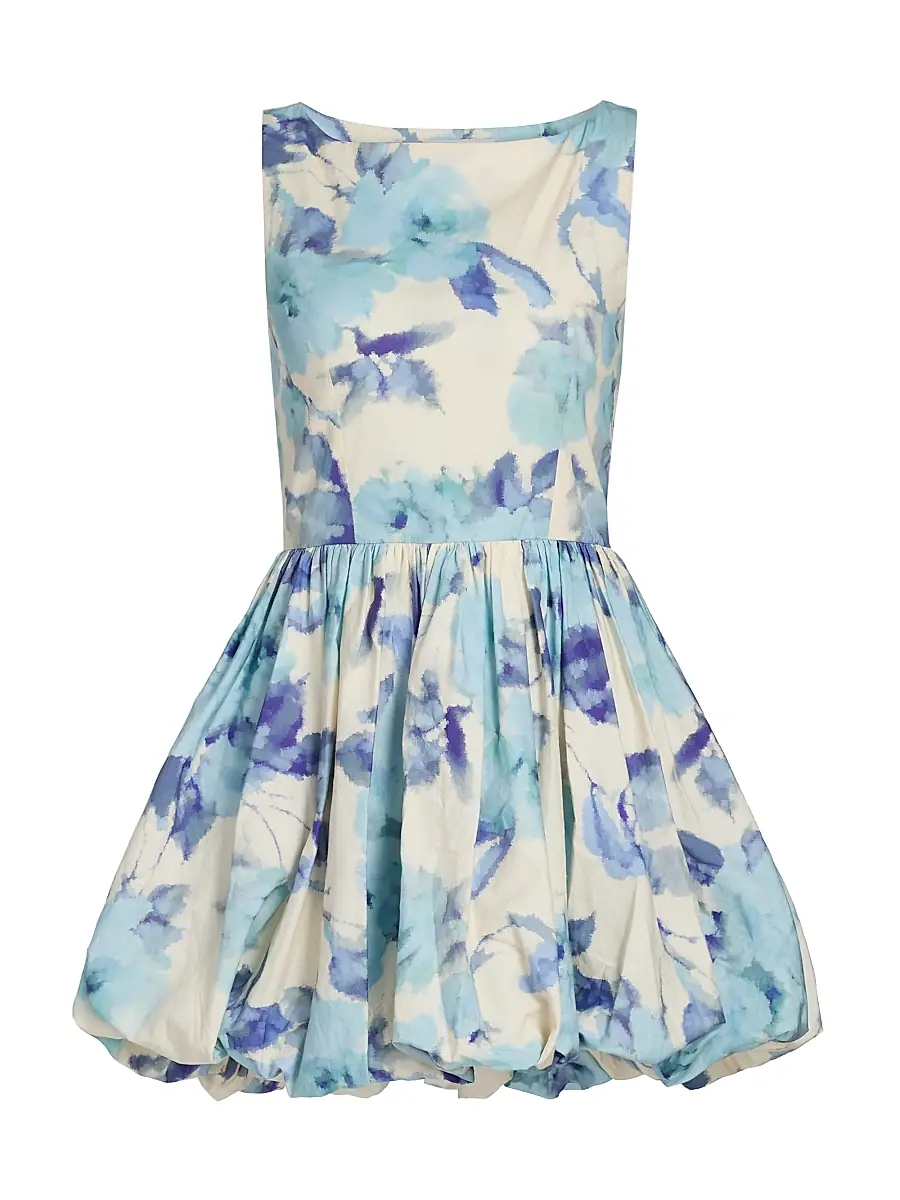AZEEZA Women's Ananya Satin Cotton-Blend Bubble Minidress - Blue Rose - Size Small | Image 1 AZEEZA Women's Ananya Satin Cotton-Blend Bubble Minidress - Blue Rose - Size Small | Image 1
