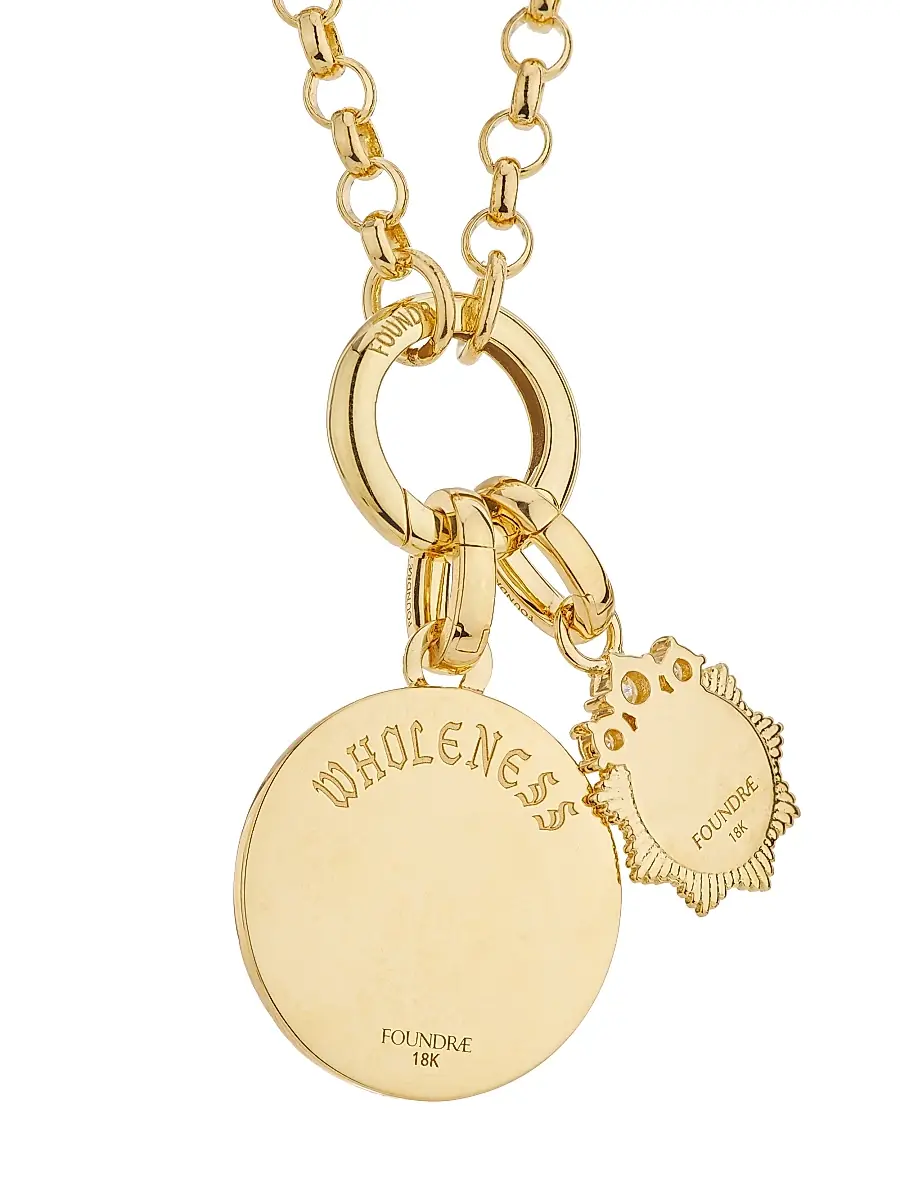 Foundrae Women's Wholeness & Internal Compass 18K Yellow Gold & 0.23 TCW Diamond Belcher Chain Necklace - Yellow Gold | Thumbnail 3 Foundrae Women's Wholeness & Internal Compass 18K Yellow Gold & 0.23 TCW Diamond Belcher Chain Necklace - Yellow Gold | Thumbnail 3