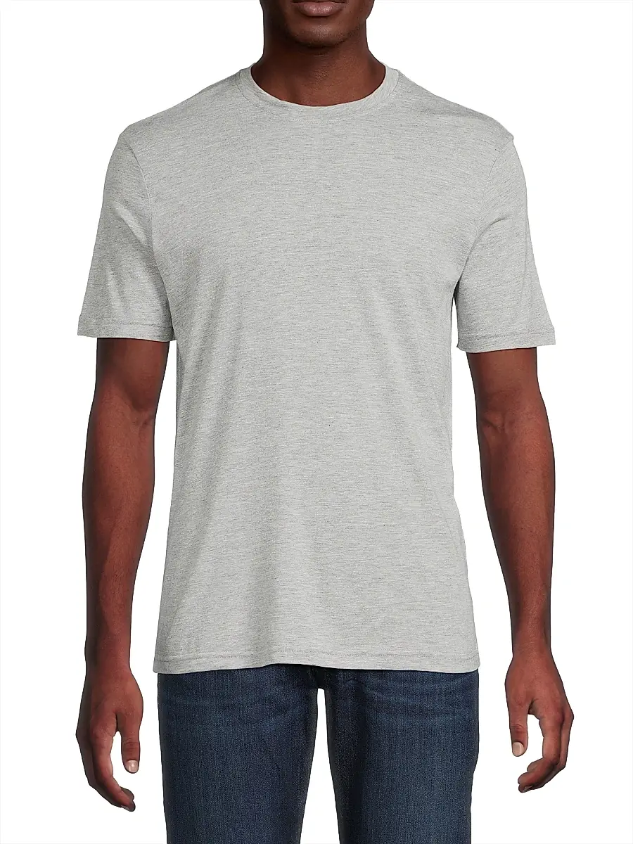 Saks Fifth Avenue Men's COLLECTION Basic Crewneck T-Shirt - Grey | Thumbnail 3 Saks Fifth Avenue Men's COLLECTION Basic Crewneck T-Shirt - Grey | Thumbnail 3