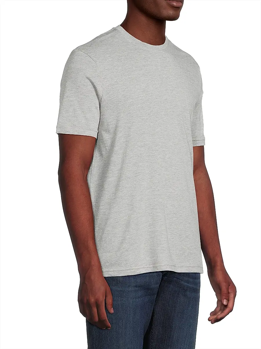 Saks Fifth Avenue Men's COLLECTION Basic Crewneck T-Shirt - Grey | Thumbnail 4 Saks Fifth Avenue Men's COLLECTION Basic Crewneck T-Shirt - Grey | Thumbnail 4