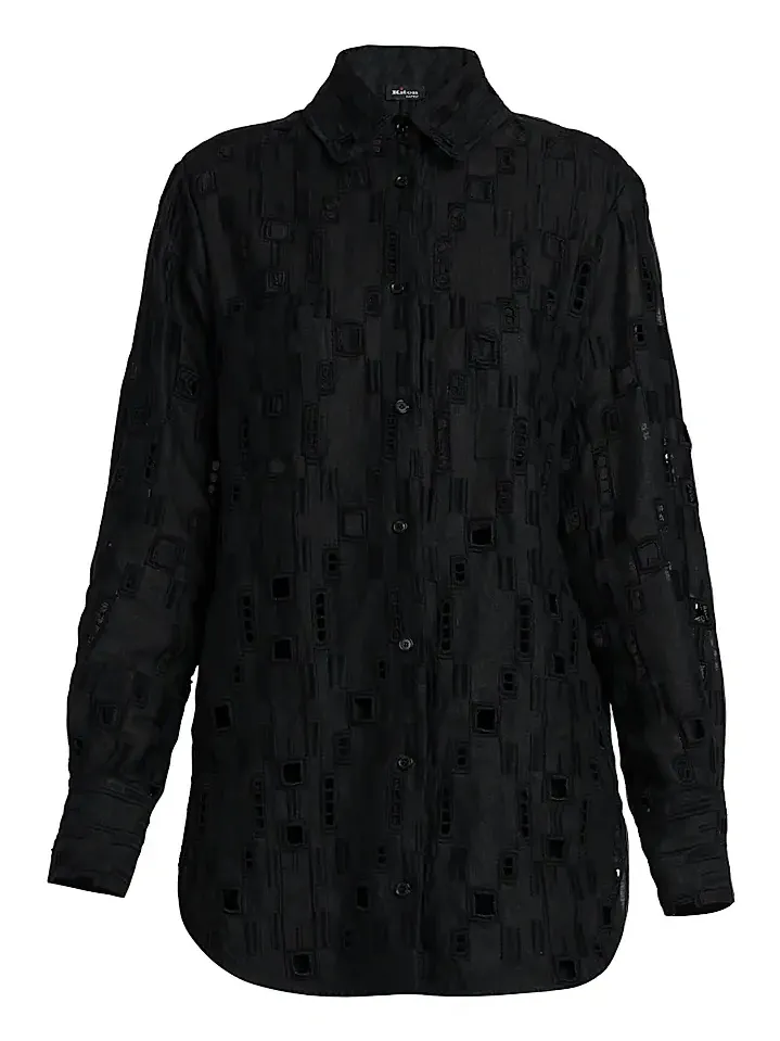Women's Oversized Eyelet Linen Shirt Women's Oversized Eyelet Linen Shirt